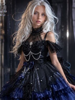 Gothic Lolita High-Low Bow Dress NWT